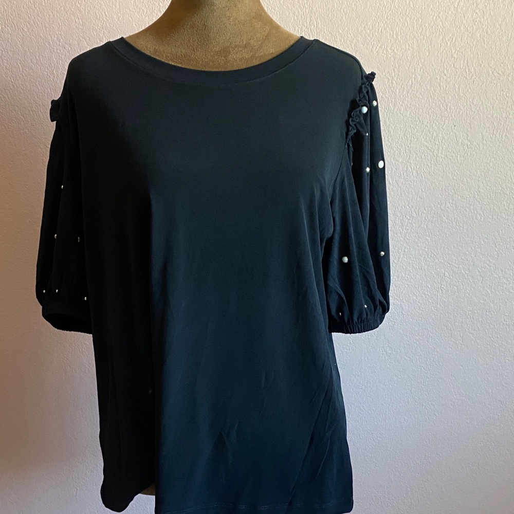 Karl Lagerfeld Black Blouse with Pearl Details